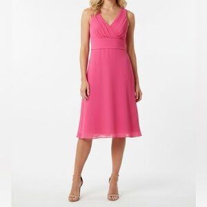 J Crew pink silk sleeveless v-neck fit & flare dress special occasion sz 8.